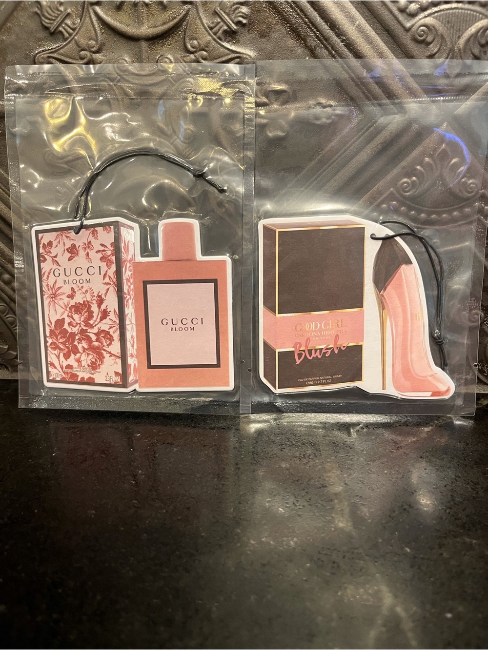 Gucci Bloom and Good Girl Blush air fresheners set of 2